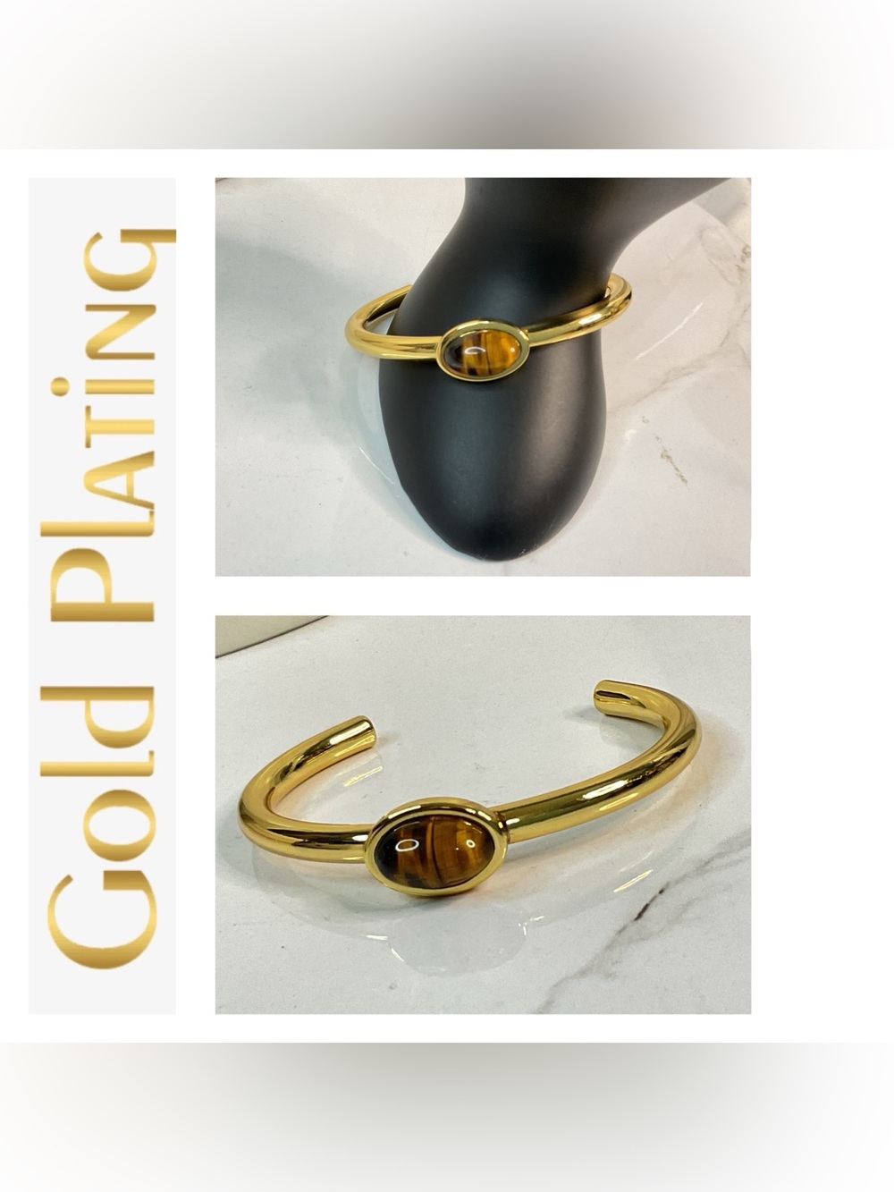 🌟🌟 Gold Plated Tigers Eye Cuff Bracelet